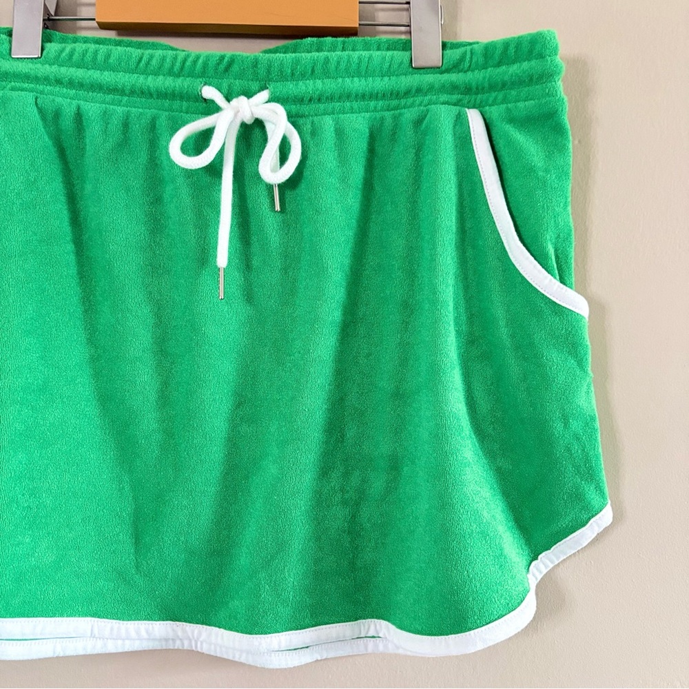 Lavon Green Terry Cloth Mini Skirt with White Trim - Picture 7 of 11